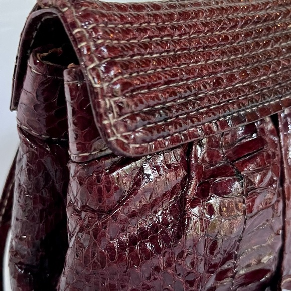 VTG Snakeskin Shoulder Bag Purse Clutch Cordovan Snake - Picture 5 of 10